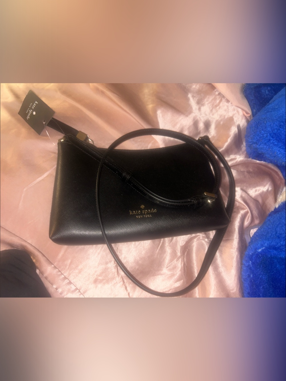 kate spade Black Saffiano Leather Crossbody with Gold Logo